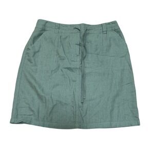Pocket Drawstring Waist Cargo Skirt Olive Green Size 12 Linen Blend